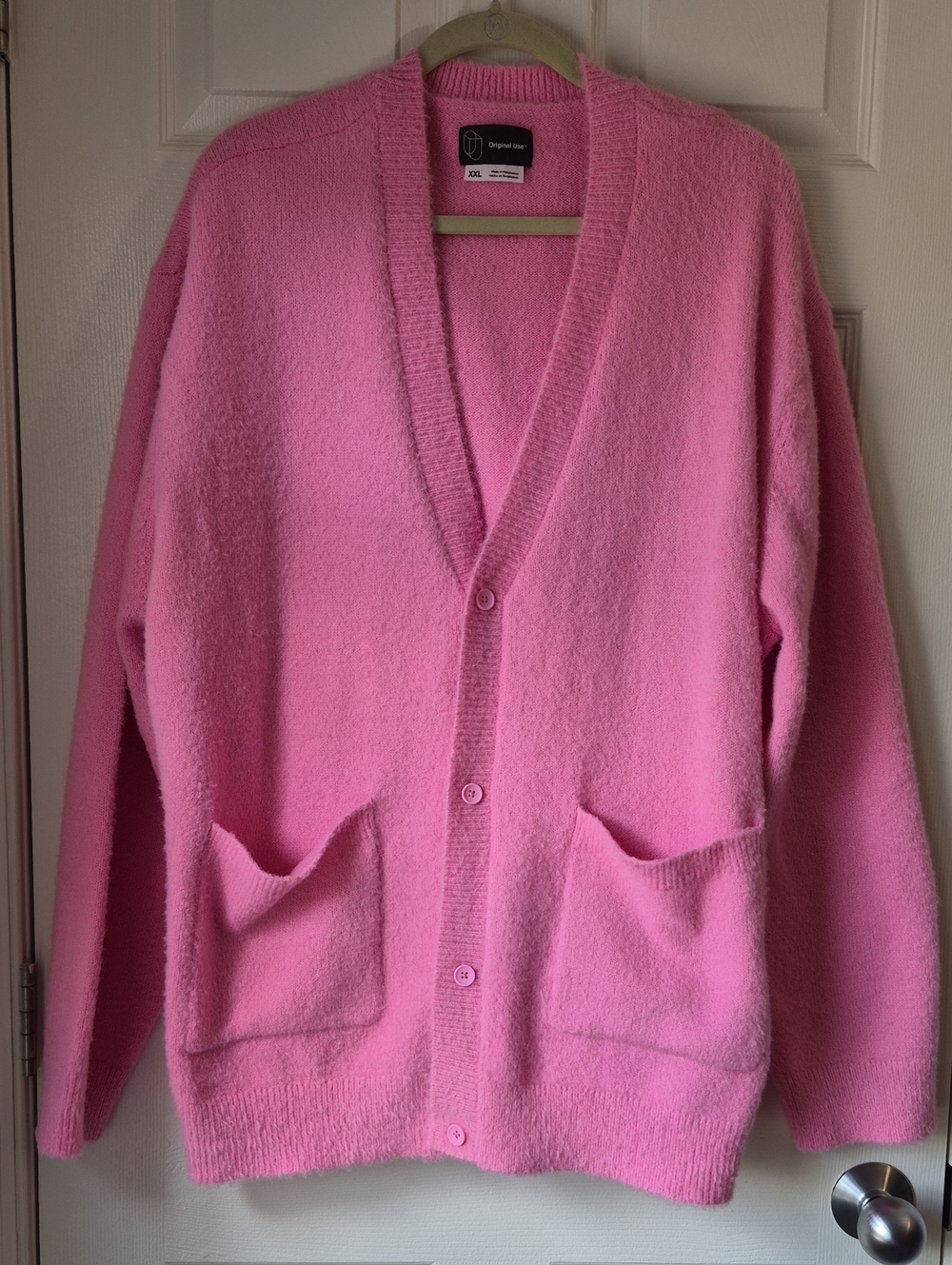 Original Use Bright Pink Button-Front Cardigan